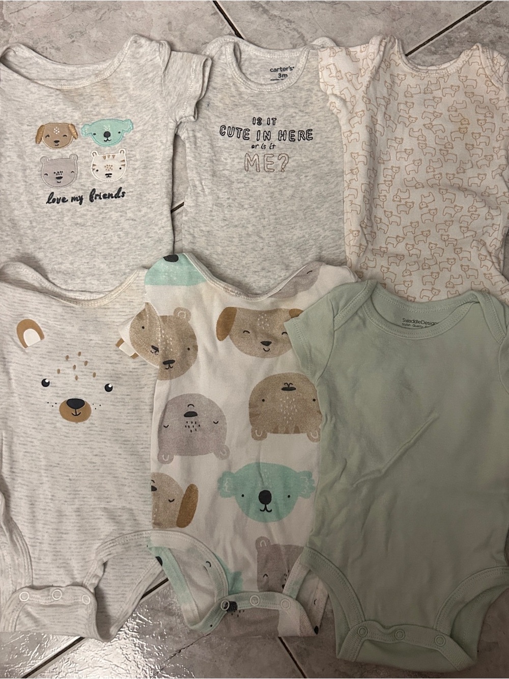 Carter's Baby Short Sleeve Bodysuits Bundle Size 3M